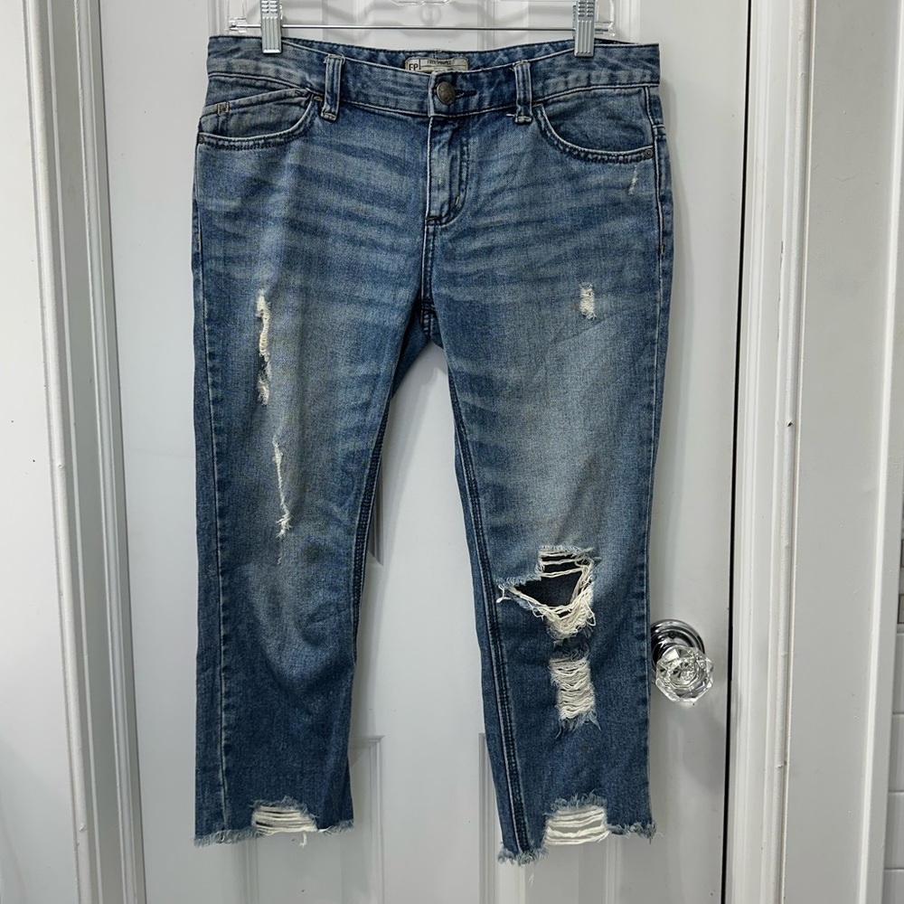 Free People Distressed Crop Jeans